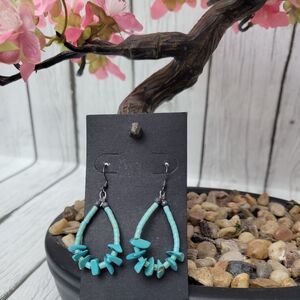 Western Turquoise Stone Oval Hoop Earrings